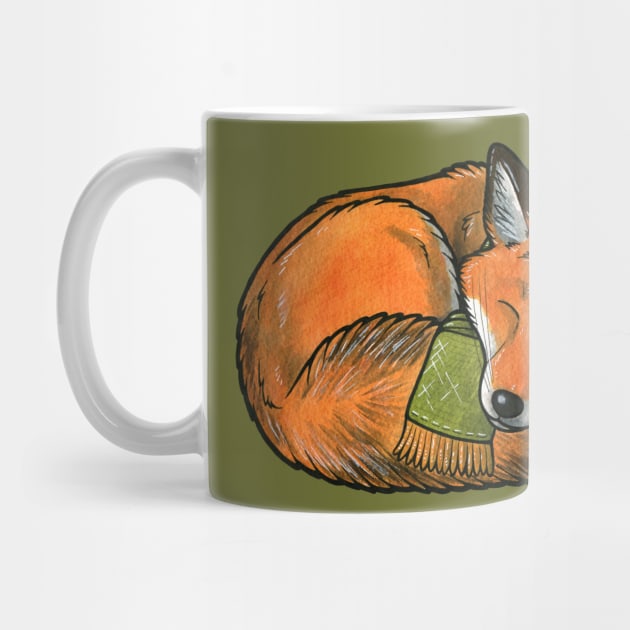 Sleeping red fox by animalartbyjess